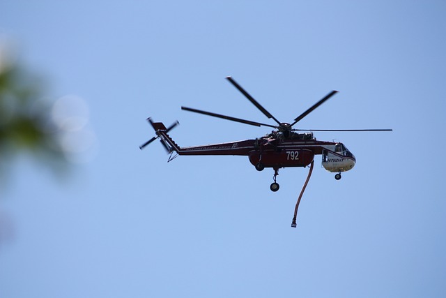 Helicopter at Wildfire crime scene.