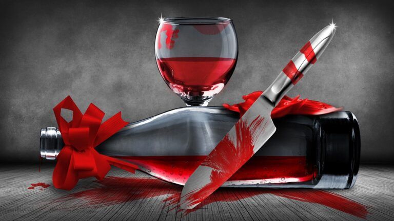 Knife and wine bottle may be used to create wound patterns.